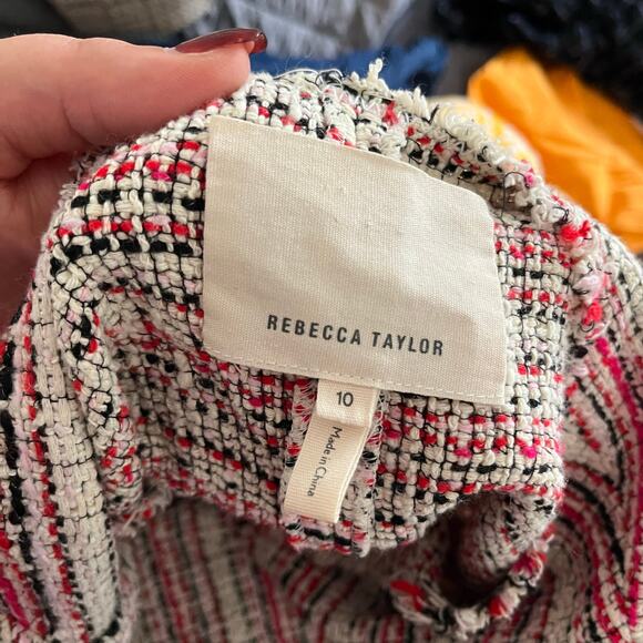 Rebecca Taylor Striped Tweed Double Breasted Blazer Jacket Wmns 10 Career Office - Picture 12 of 14